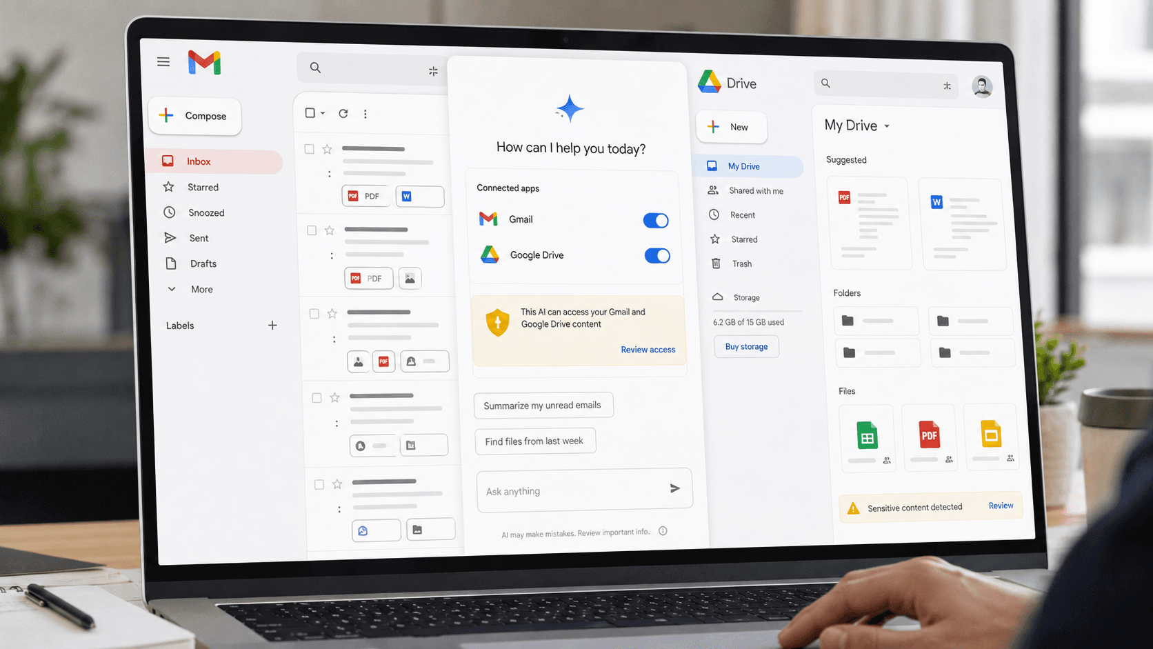 ia conectada gmail drive riscos