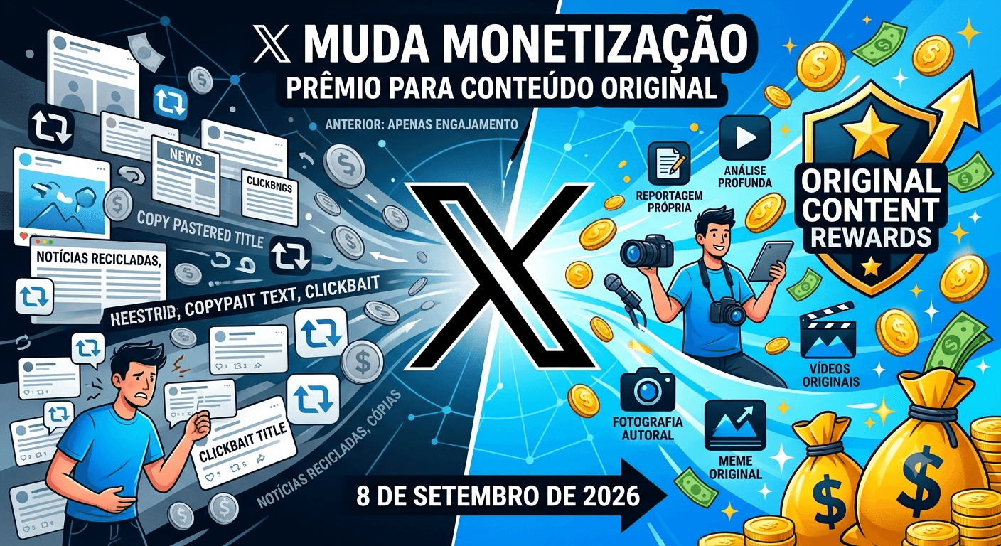 x muda monetizacao conteudo original