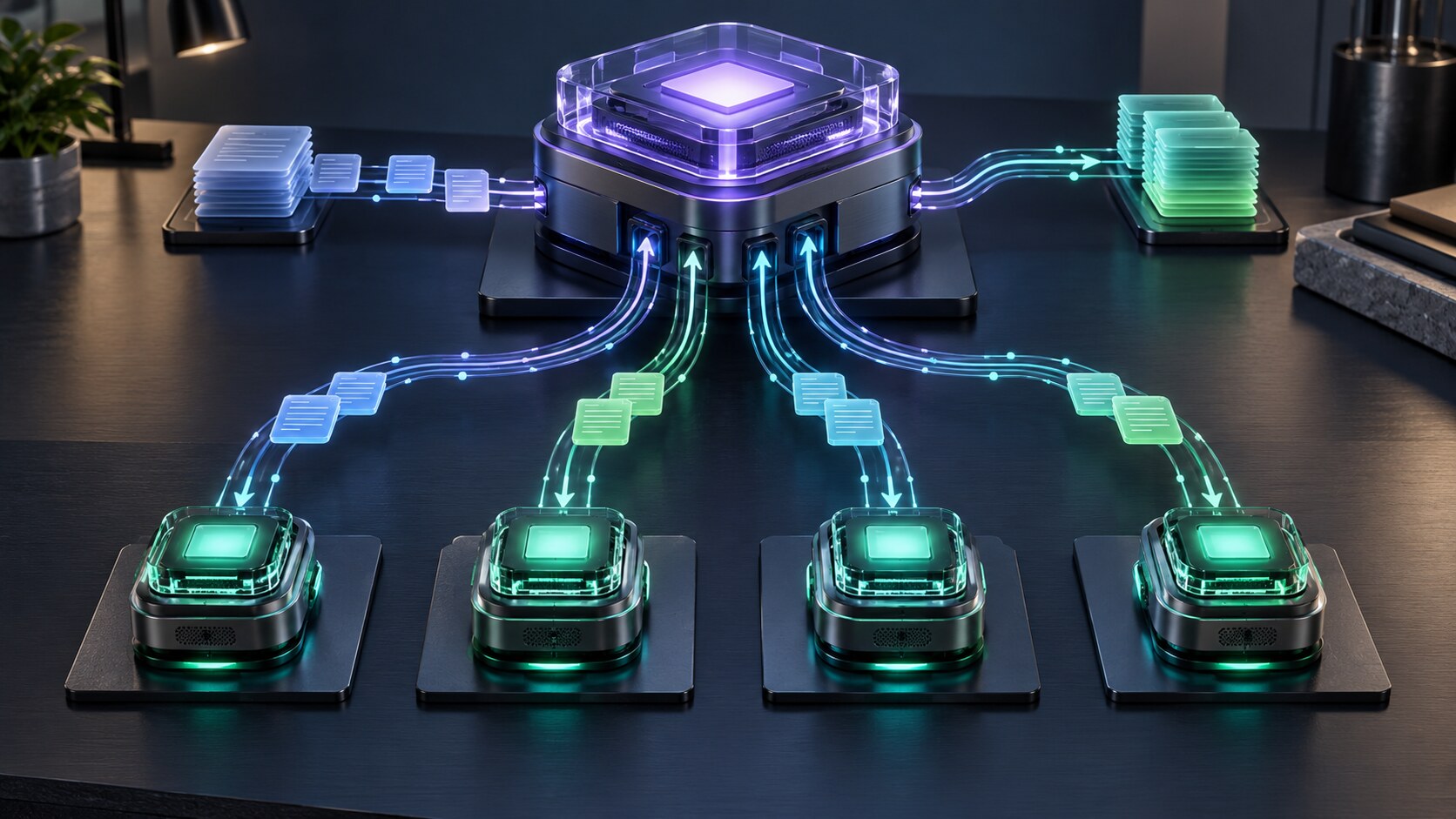 Claude Haiku 5.5 reduz o custo de tarefas em agentes Modelo coordenador distribuindo tarefas para quatro agentes menores e especializados